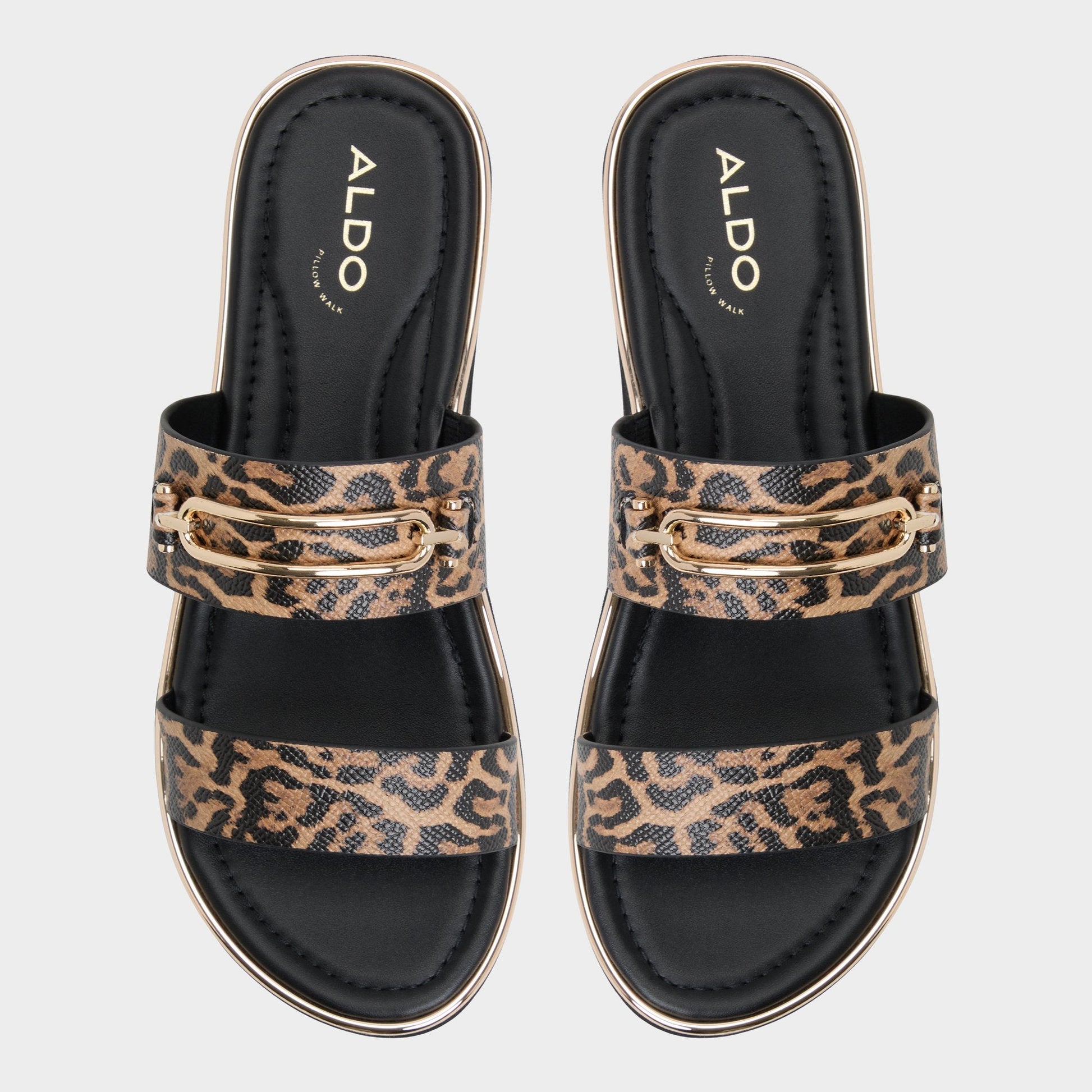 Aldo Lagoon Brown Multi Women's Flats - Strappy flat sandal, Footbed sandal Women