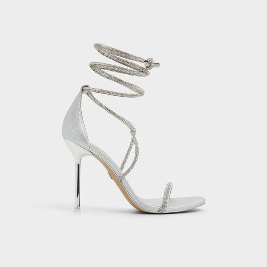 Aldo Caladonia Silver Women's Iridescent metallics - Strappy heeled sandal, Stiletto heel Women