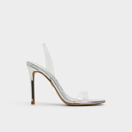 Aldo Quinilynn Silver Women's Iridescent metallics - Strappy heeled sandal, Stiletto heel Women