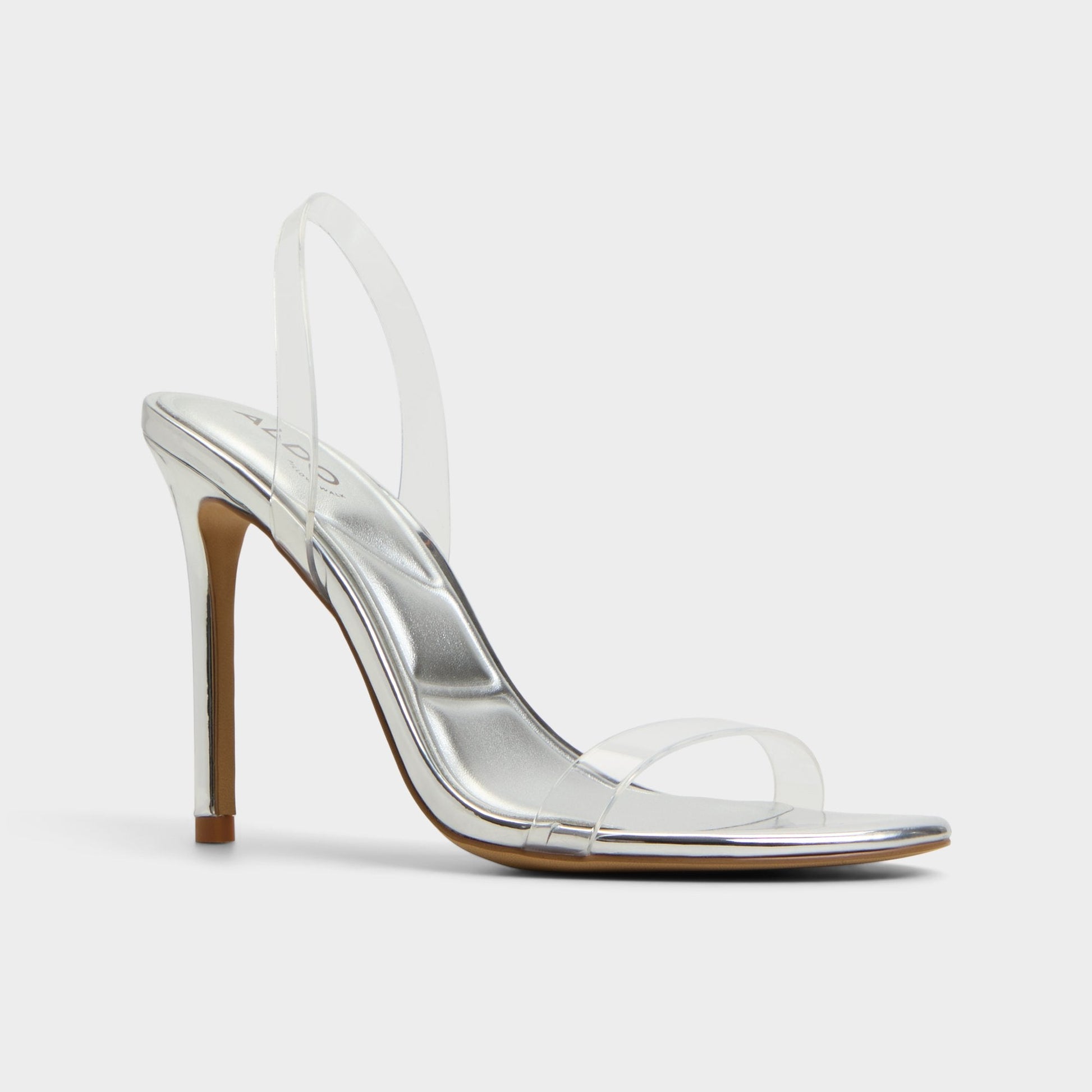 Aldo Quinilynn Silver Women's Iridescent metallics - Strappy heeled sandal, Stiletto heel Women
