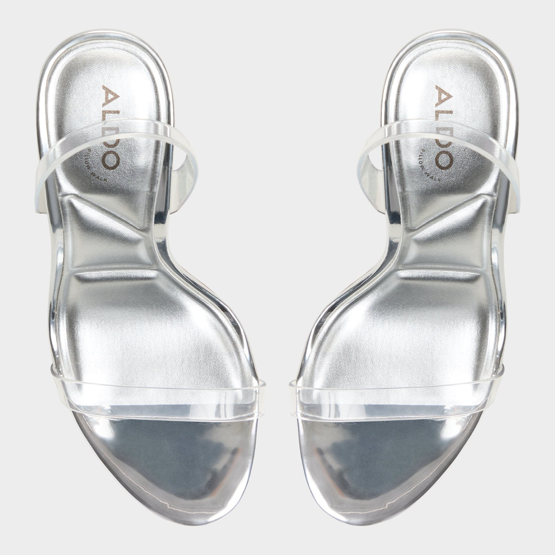 Aldo Quinilynn Silver Women's Iridescent metallics - Strappy heeled sandal, Stiletto heel Women