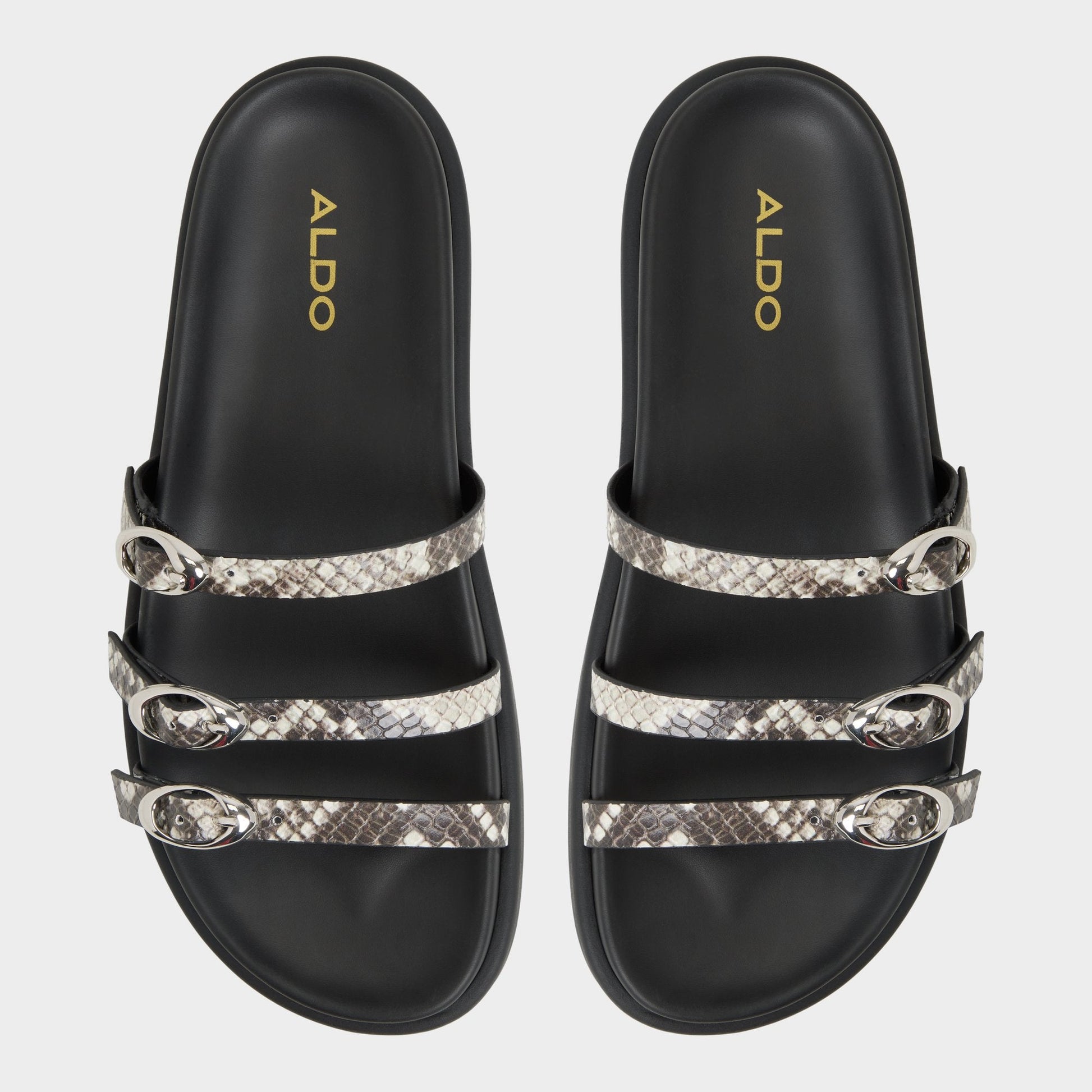 Aldo Zephyra White/Black Women's Footbed sandals - Footbed sandal Women