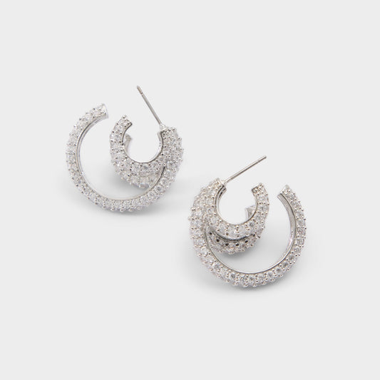 Aldo Glitzys in Silver Clear Multi - Hoop earrings Women|Accessories