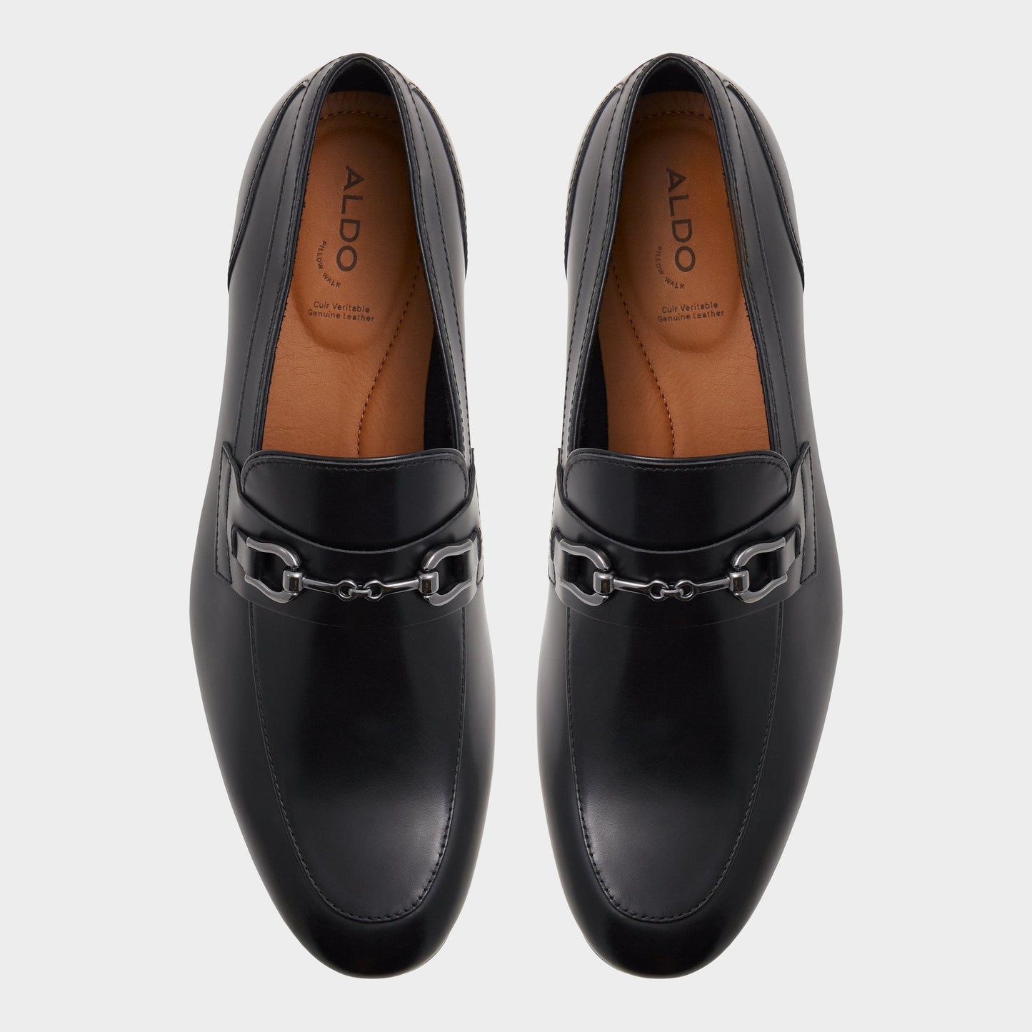 Aldo Marinho Open Black Leather Smooth Men's Dress Shoes - Loafer Men