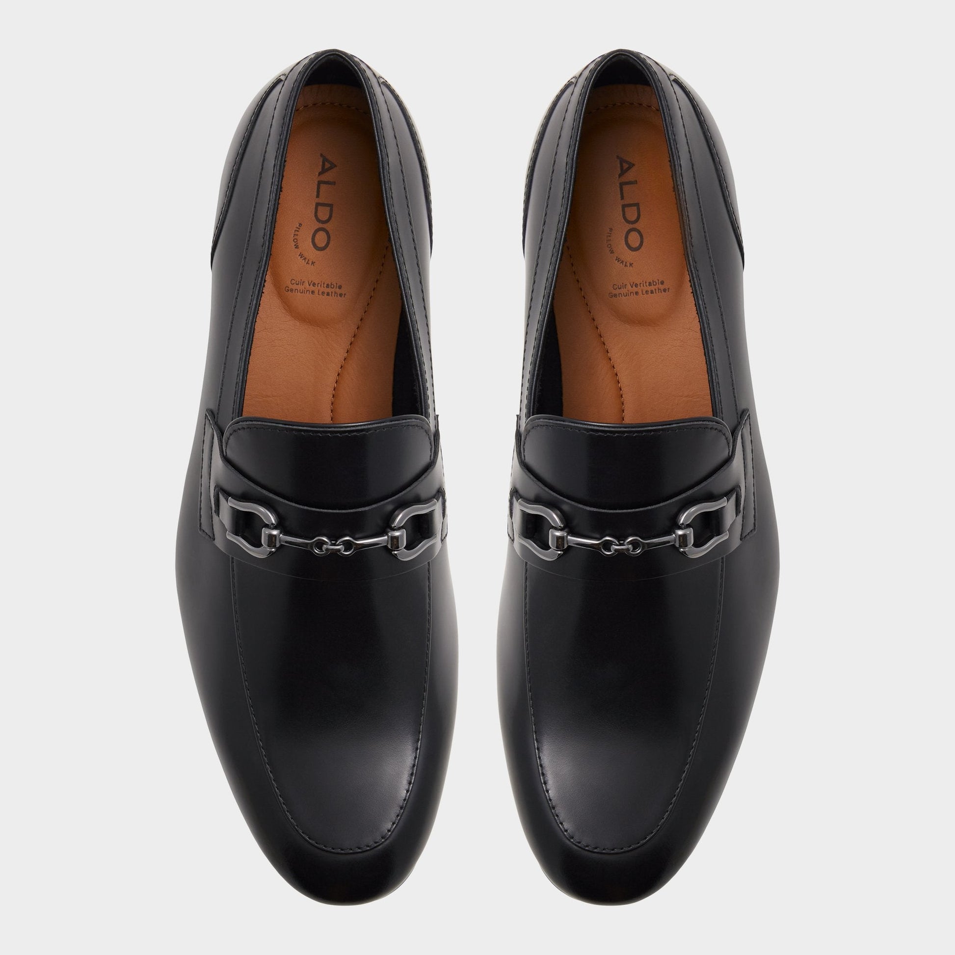 Aldo Marinho Open Black Leather Smooth Men's Dress Shoes - Loafer Men